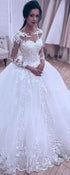 Elegant Summer Long Sleeve Wedding Dresses Lace Ball Gown